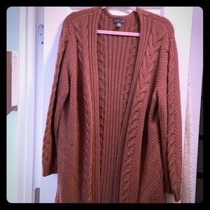 Rust-Colored Cable Cardigan - Size XXL